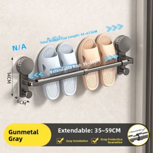 Bathroom Shoe Rack Suction Cup Extendable Slipper Holder Space Aluminum Simple Style Storage Shelf for Shoes And Slippers