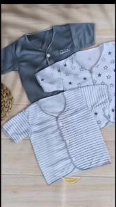 6 PCS Baju Bayi Baru Lahir - Baju Bayi Motif Salur & Tangan Panjang