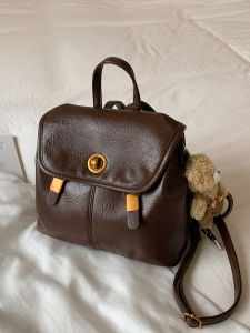 Retro British Style Womens Shoulder Bag 2025 New Fashion Gold Streamlining Handbag Brown Handbag Small Backpack Versatile