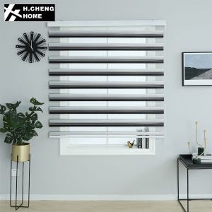MILVIDAS Korean-Style Thickened Waterproof Roller Blinds Office Sun-Blocking Curtains Double-Layer Venetian Blinds Sun-Protective Zebra Shades Pull-String Fashion Sheer Curtains【COD】