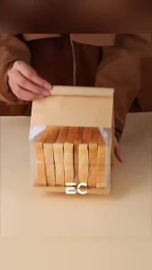 EC 50pcs Toast Stand Up Pouch With Window Kraft Paper Bread Slice Bread Packaging Biscuits Pouch