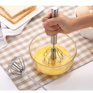 【On Sale】Automatic Mixer Egg Beater Manual Self Turning Stainless Steel Whisk Hand Blender Mixer