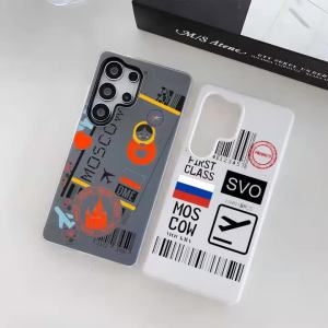 Travel Plane Ticket Russia Phone Case For Samsung Galaxy S25 S24 S23 Ultra Jelly Clear Case Soft TPU 2-in-1 Shockproof Cover
