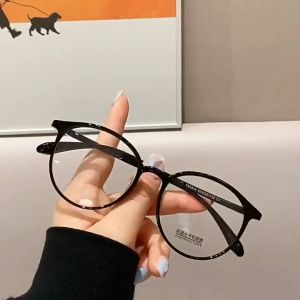 Bestella💗COD Kirim kantong debu kacamata / Fashion Ultra-ringan Plastik HD Oval Frame Kacamata Optik Cahaya Anti-biru