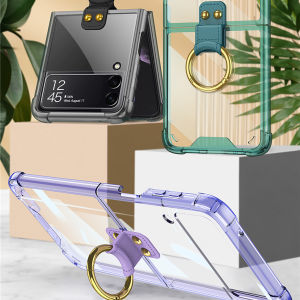 Cho Samsung Galaxy Z lật 5 lật 4 lật 3 trường hợp giá đỡ vòng gấp chống-mùa thu bảo vệ trong suốt Bìa