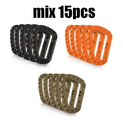 5/10/15/20pcs Tactical D-Shape Plastic Carabiner With Hard Spring Snap Clip ITW Keychain Gear Hook For Outdoor Camping Tools