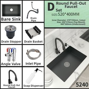 Black Stainless Steel Single Basin Undermount Sink