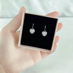 SO SEOUL Amora Love Heart Sparkling Diamond Simulant Zirconia Hoop Earrings