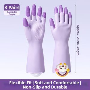 DINGQING | Cooling Food Safe Waterproof Slip Resistant Durable Latex Dishwashing Gloves