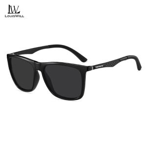 LouisWill Men Sunglasses Polarized Glasses Al-Mg Alloy Fiber Legs Color Change Sunglasses Night Vision Sunglasses Square Shape Eyewear Ultra Light Anti Glare Glasses Outdoor Sports Driving Sunglasses