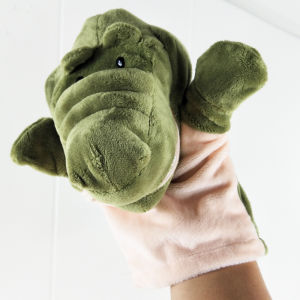 Green crocodile hand puppet children stuffed plush toy