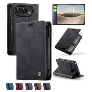 for iPhone Duo Wallet Case [RFID Blocking] Card Holder Kickstand Magnetic Flip Wallet Retro PU Leather Case for iPhone Duo (Black)