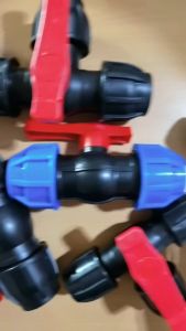 PE Connector/Compression Fittings Ballvalve/Tee Ballvalve for PE/PVC Pipe(Blue/Black)