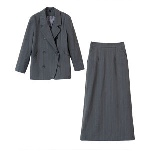 สินค้าใหม่ฤดูใบไม้ร่วง เรียบหรู สไตล์ฝรั่งเศส นักธุรกิจ ชุดสูท พร้อม Split Mini กระโปรง ชุดสองชิ้นสําหรับผู้หญิงแขนยาวปุ่มขึ้น