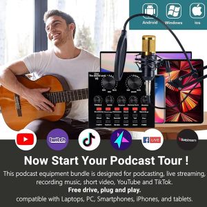【Ready Stock】Podcast Equipment Kit BM-800 Recording Studio Kit with Voice Changer Live Sound Card - Audio Interface for Laptop Vlog Live Streaming AM100-V8