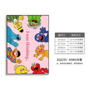 Modern Simple Cartoon Trendy Sesame Street Kaws Doll Childrens Room Wall Art Living Room Entrance Decorative Painting Nordic
