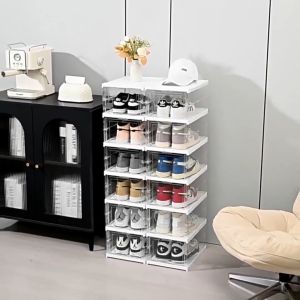 Transparent shoes rack storage shoe box organizer Shoe Box foldable Shelf Free Installation cabinet