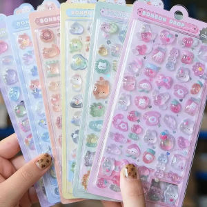 6 Pieces Of 3D Cartoon Puffy Stickers Cute Small Animals Phone Case or Notebook Desk Decoration Waterproof Stickers Kids Gift