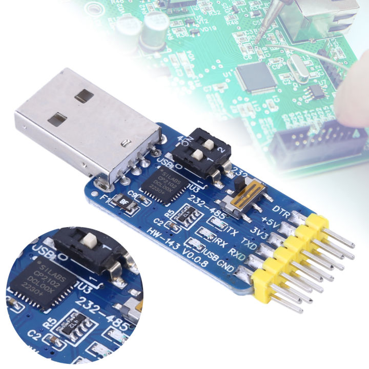 CP2102 USB-TTL Bộ chuyển đổi USB sang Serial 6 trong 1 usb-uart/RS485/232 TTL-RS232/485 232 đến 485 Module truyền thông nối tiếp