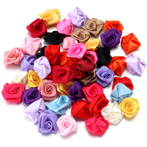 10/20/50Pcs Satin Fabric Rose Flowers Handmade Satin Ribbon Flower for DIY Brooch Hairwear Party Clothing Decoration Supplies