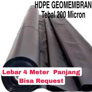 Plastik hdpe geomembran tebal 200 micron lebar 4 meter ( kolam ikan & Tambak )