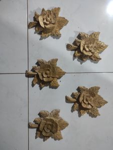Tempel Ukiran Tangan Kayu Jati Ornamen Aksesori Hiasan Mebel Furnitur 15 X 10 X Tebal 3 Cm