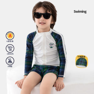 Momasong Kids Swimwear Long Sleeve Beach Suit Boys Separate Swimsuit Polyester Fabric Summer New Style Swimming Trunks
