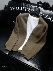 Áo Len Cardigan Dệt Kim Ôm Vừa Vặn Cổ Chữ V Cho Nam Mùa Xuân Thu Phong Cách Hàn Quốc Đa Năng Thường Ngày Thời Trang