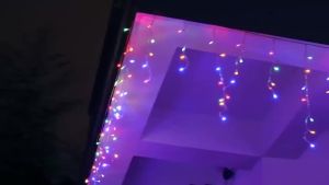 Christmas Icicle Lights USB Cascading String Lights 100LED/200LED 8 Modes for Roof Eaves Window Porch Balcony Party