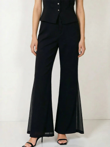 AMII | Professional Spliced See-through Chiffon Bell-bottom Pants