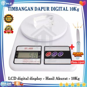 TIMBANGAN DAPUR DIGITAL Akurat Kapasitas 10 Kg PUTIH Free Baterai Bonus Pisau Lipat - Timbangan Digital Kue LCD Display - Timbangan Digital Dapur 10Kg - Timbangan Dapur Digital SF 400 - Timbangan Dapur Kue Digital 10Kg - Praktis Serbaguna - bisa COD