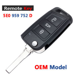 KEYECU 5E0 959 753 D 434MHz MQB ID48 Chip No Keyless Go Flip Remote Key Fob for Skoda Rapid Octavia MK3 2013+