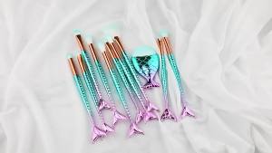 10/11-Piece Mermaid Makeup Brush Set – Creative & Cute Cosmetic Kit for Girls Perfect Birthday Gift