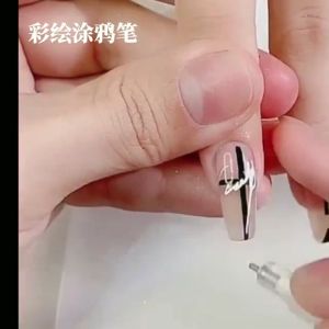 Nail Art DIY Doodle Pen Black White Gold Silver Color Painting Brushes Liner Art 日式美甲新款涂鸦笔黑白金银色速干免照灯DIY彩绘画画笔拉线笔美甲店