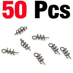25Pcs/50Pcs Stainless Steel Spring Lock Soft Lure Baits Hook Pin Spring Fixed Lock Outdoor Fishing Soft Worm Tools