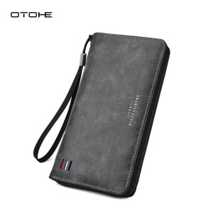OTOHE กระเป๋าสตางค์ผู้ชายแบบยาวกระเป๋าสตางค์อเนกประสงค์กระเป๋าสตางค์ยาว PU นิ่มกระเป๋าเงินจุได้เยอะกระเป๋าใส่บัตรหลายช่อง ID เครดิตผู้ที่ใส่บัตร Pouch Koin กระเป๋าใส่เหรียญหนัง PU กระเป๋าสตางค์ธุรกิจ