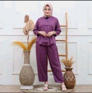 Oneset Rayon Twill All Size jumbo Recomend for daili Use | setelan baju kancing celana casual regular sets panjang muslim tunik gamis