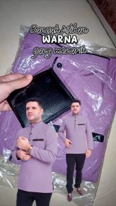 Elegant Baju Kurta Emrani Berkolar Lelaki Plus SizeMuslim Dewasa Premium Como Crepe Cloth Lengan Panjang KL (4XL-6XL)