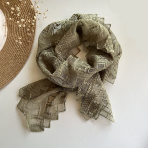 French Style Lace Scarf Womens Thin Long Pure Color Silk Scarf Neck Protection Versatile Headscarf Hair Accessory Ribbon