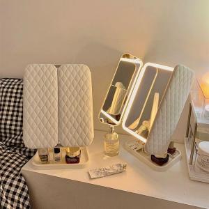 LIWAN | LED Lighted Makeup Mirror with Storage Box Adjustable Folding
