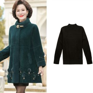 Lucky Year Mom Winter Clothes Mid-Length Mink Velvet Coat Celebratory Red Woolen Coat Fashionable Loose Fit Diamond Embellished