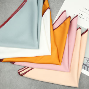 ผ้าพันกระเป๋าสูทชายสีพื้น ผ้าพันคอสีขาว แดง น้ำเงิน ตกแต่ง ผ้าพันคอขนาดใหญ่ สไตล์ลำลอง ผ้าฝ้ายผสมโพลีเอสเตอร์