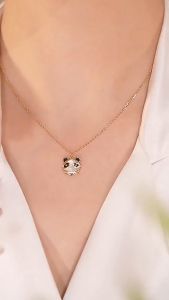 Kalung Titanium Panda Lucu Warna Gold Premium Anti Karat - Elegan