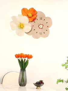 Đồng Hồ Treo Tường Kim Trôi Hình Bông Hoa 3D Được Tích Hợp Đèn Led Có Điều Khiển Từ Xa Với Nhiều Chế Độ Sáng