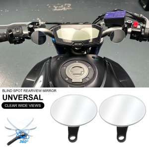 Universal Rearview Mirror Wide Vision Convex Motorcycle Handlebar Mount Rear Side Mirror Blind Spot Rimless 360 Degree Rotation