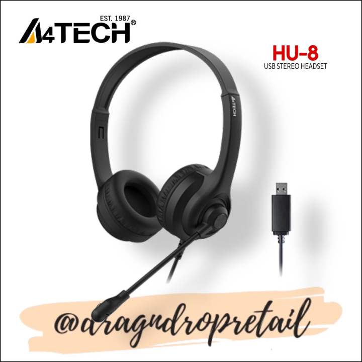 A4TECH HU-8 Comfort Fit USB Stereo Headset Headphones, Rotatable Omni ...