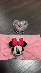 Disney | [Baby pacifier + Headband] Cute baby pacifier with dust cover  Baby nipple soothing pacifier Baby soothing pacifier with cartoon
