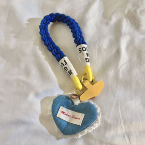 Trendy Denim Heart Pendants Hanging Decorations Woven Nylon Bracelets Suitable for Mobile Phone Cases DIY Creative Korean Style Womens Backpack Student Hanging Chains Car Keychains CCD Earphone Portable Accessories
