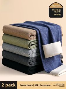 Mens Thermal Pantyhose Catman Seamless Thickened Fleece Lined Thin Cotton Wool Pants Inner Wear Thread Pants Warm Long Trousers