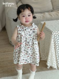 BAFANOU | Summer Korean Style A-line Dress for Girls with Floral Print 1 Year Old